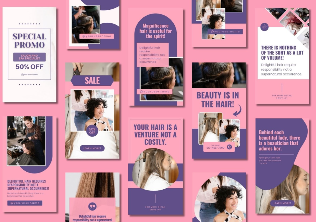 50 Hair Salon Social Media Templates